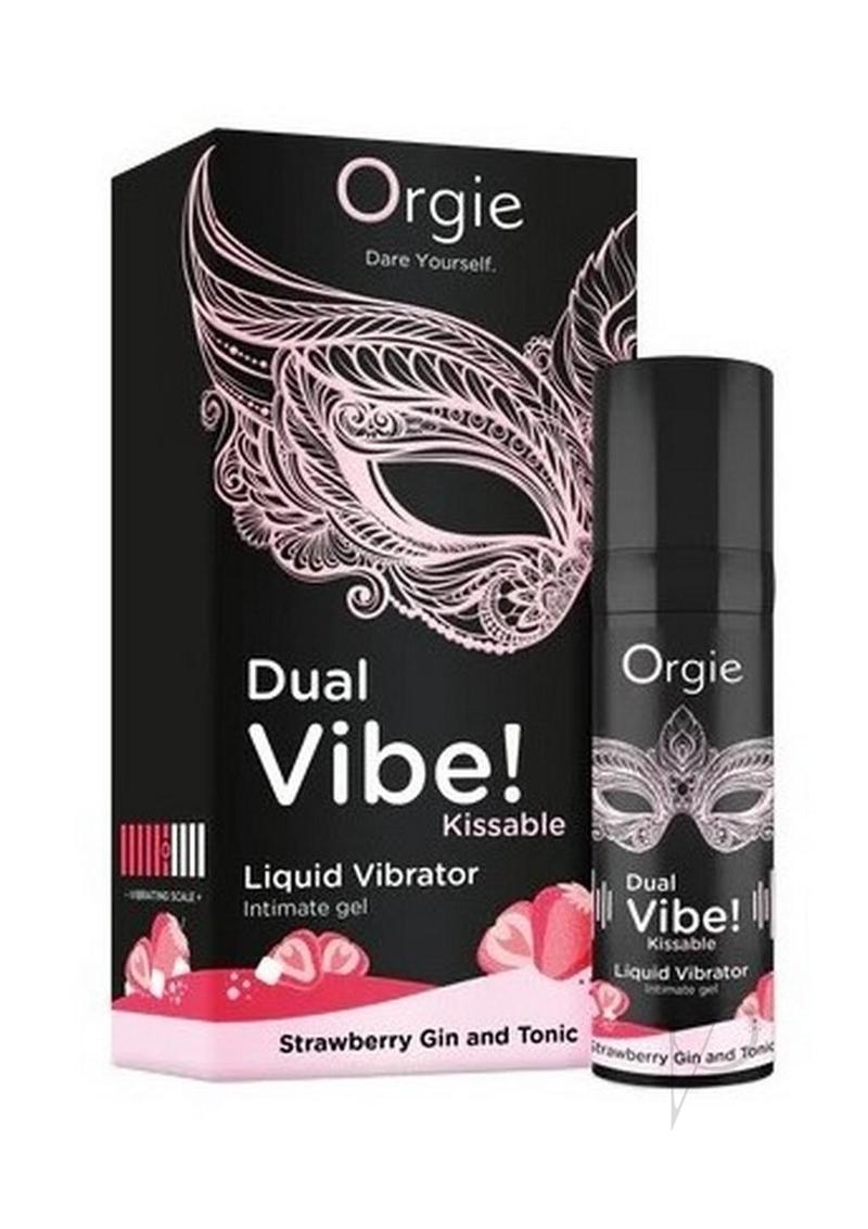 Orgie Dual Vibe Kissable Liquid Vibrator Gel – Strawberry Gin & Tonic Flavor (15ml)