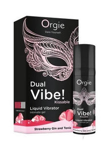 Orgie Dual Vibe Kissable Liquid Vibrator Gel – Strawberry Gin & Tonic Flavor (15ml)