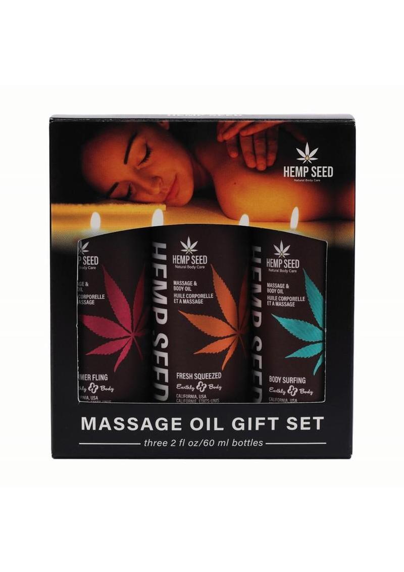 Earthly Body Hemp Seed Massage & Body Oil Trio – Summer 2025 Limited Edition (3 x 2oz)