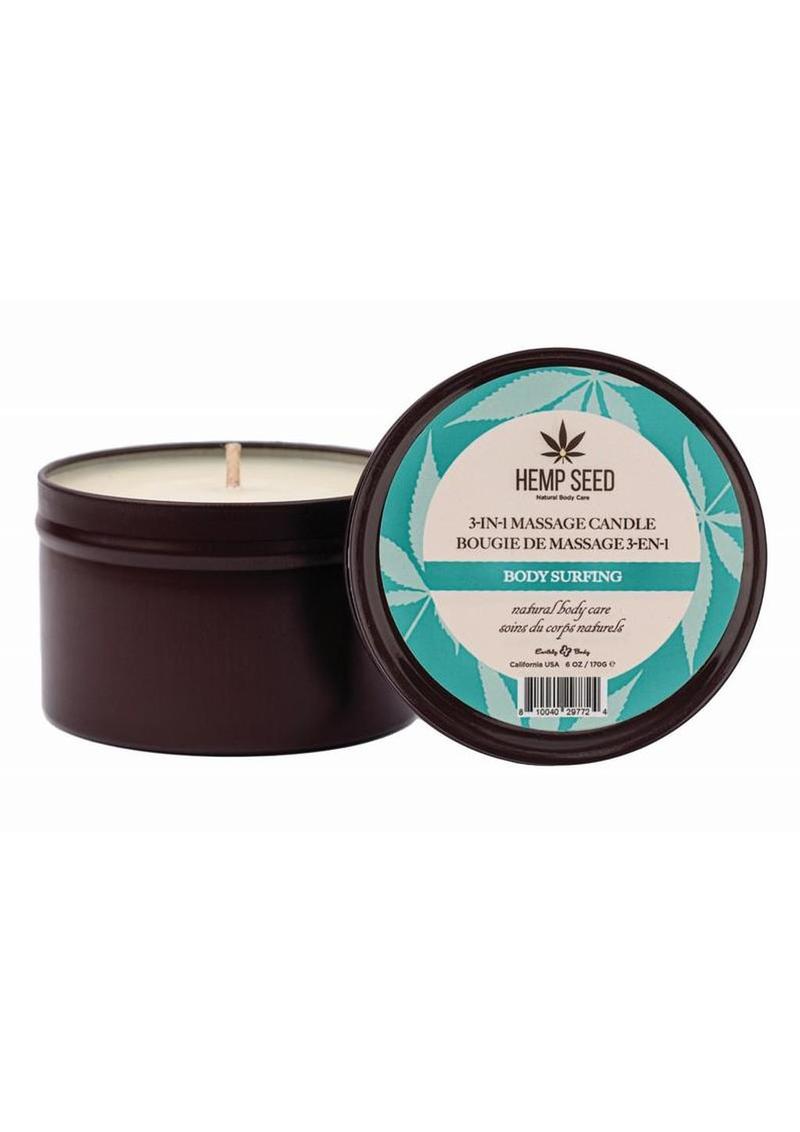 Earthly Body Hemp Seed 3-in-1 Massage Candle – Body Surfing (6oz)