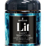 Lit Sweet Temptation Luxury Aphrodisiac Massage Candle – Vanilla, Sugar & Sweet Pea | 4oz Glass Jar