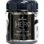 HERO Dark Temptation Luxury Aphrodisiac Massage Candle – Ocean & Forest Scent | 4oz Glass Jar