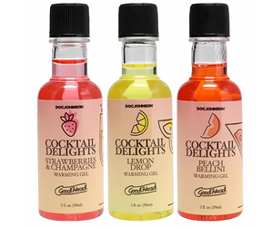 GoodHead Cocktail Delights Edible Warming Gels – 3-Pack (Peach Bellini, Strawberries & Champagne, Lemon Drop)