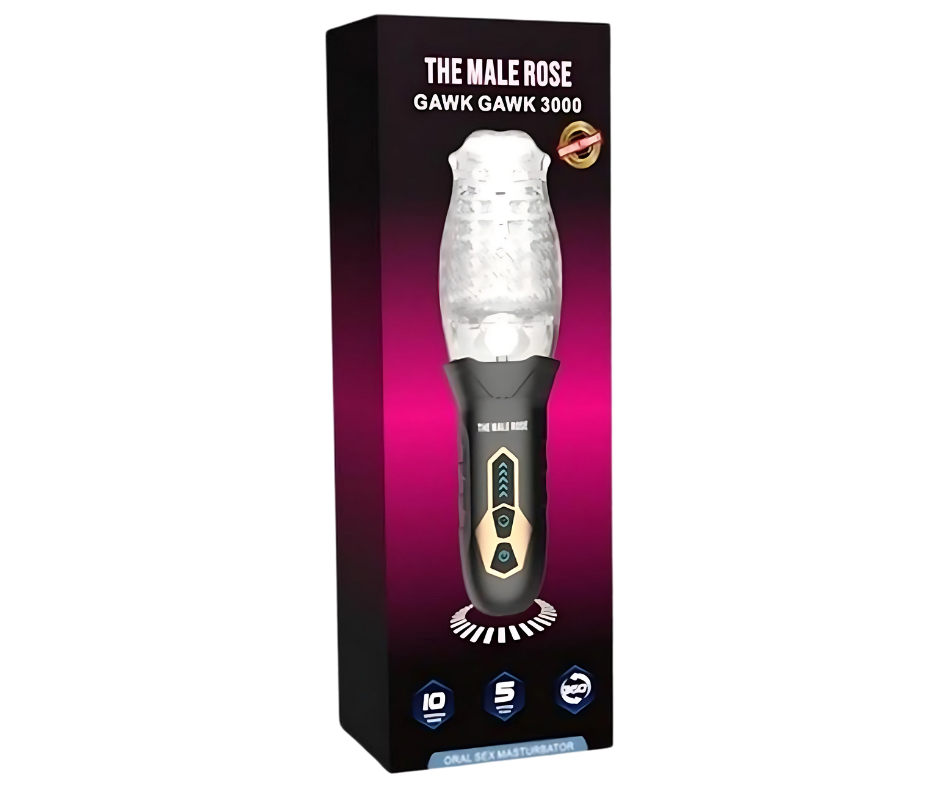 The Male Rose Gawk Gawk 3000 – Rechargeable Rotating Vibrating Masturbator (Black/Clear)