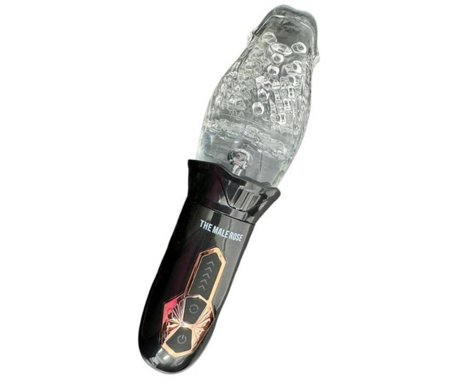 The Male Rose Gawk Gawk 3000 – Rechargeable Rotating Vibrating Masturbator (Black/Clear)