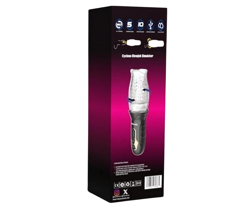 The Male Rose Gawk Gawk 3000 – Rechargeable Rotating Vibrating Masturbator (Black/Clear)