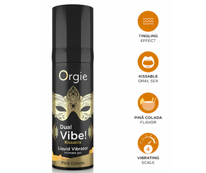 Orgie Dual Vibe Kissable Liquid Vibrator Gel – Piña Colada Flavor (15ml)