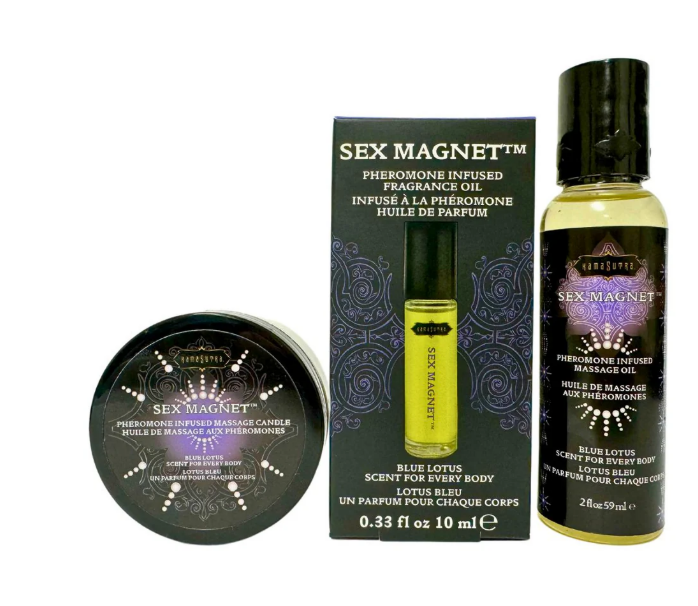 Kama Sutra Sex Magnet Blue Lotus Gift Set – Pheromone-Infused 3-Piece Collection