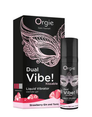 Orgie Dual Vibe Kissable Liquid Vibrator Gel – Strawberry Gin & Tonic Flavor (15ml)
