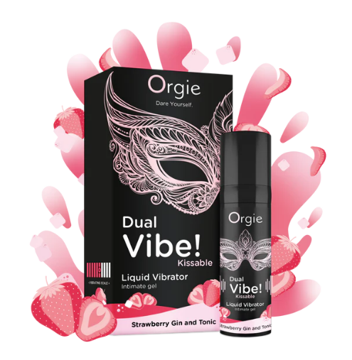 Orgie Dual Vibe Kissable Liquid Vibrator Gel – Strawberry Gin & Tonic Flavor (15ml)