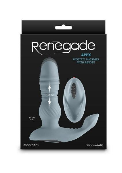 Renegade Apex Rechargeable Silicone Prostate Massager – Gray | Remote Controlled